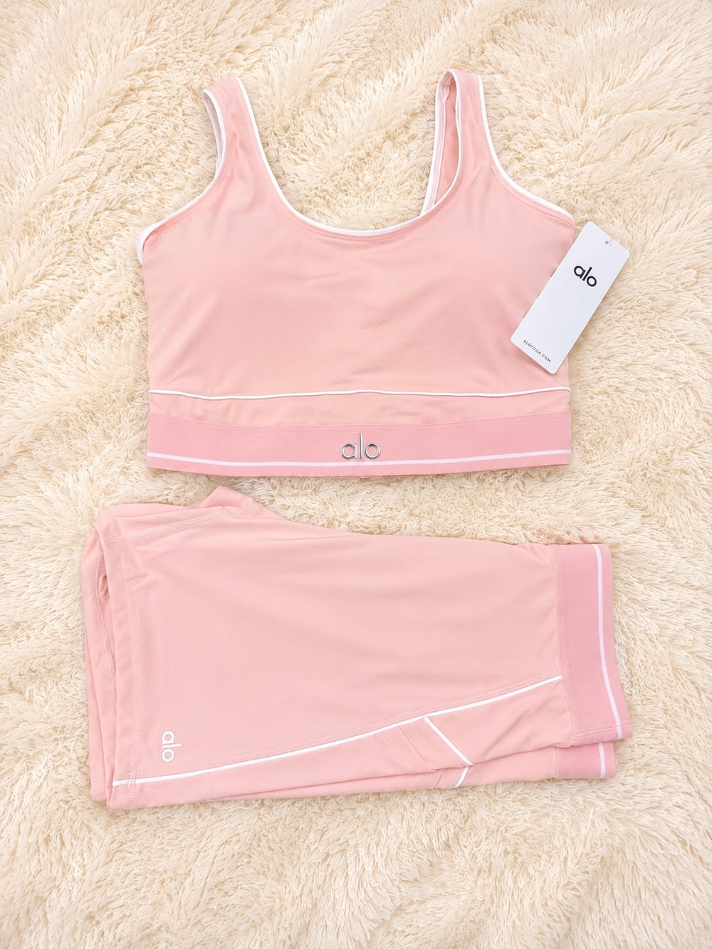 ALO Yoga Pink Seamless Racerback Sports Bra & Skirt Set - Picture 2 of 4